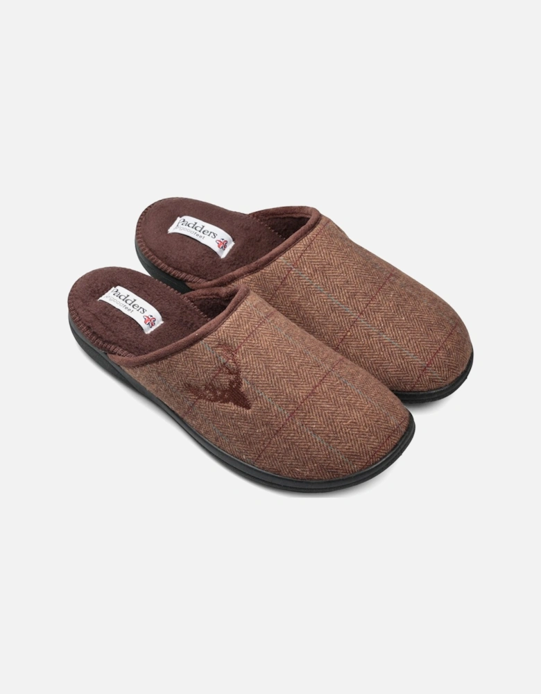 Stag Motif Mens Slippers