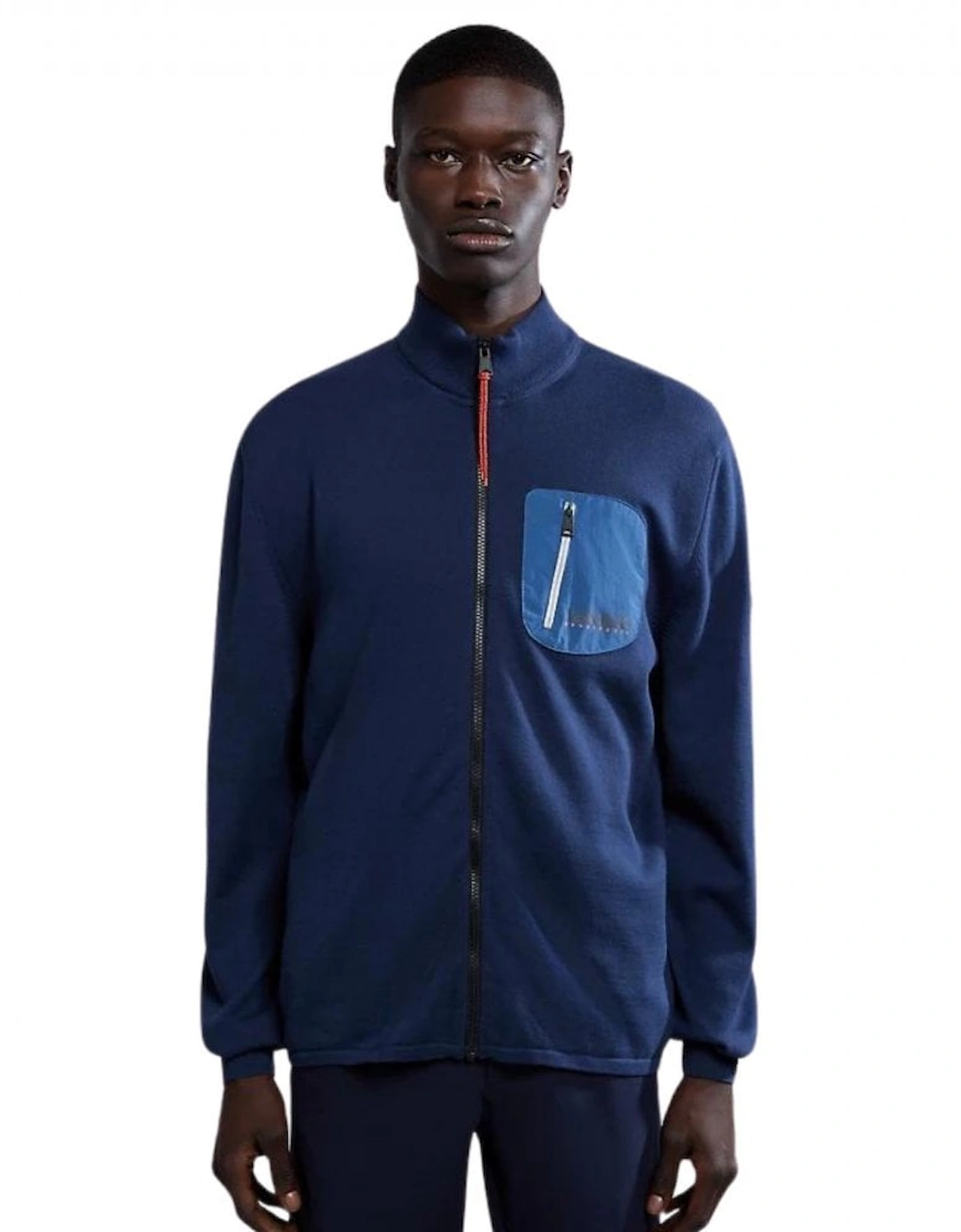 D-Huron Full Zip Knitted Jumper - Navy Blue