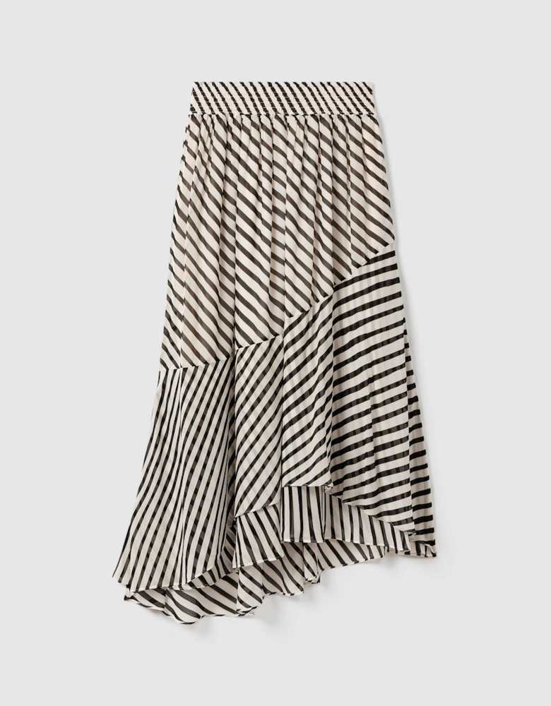Striped Panelled Midi Skirt