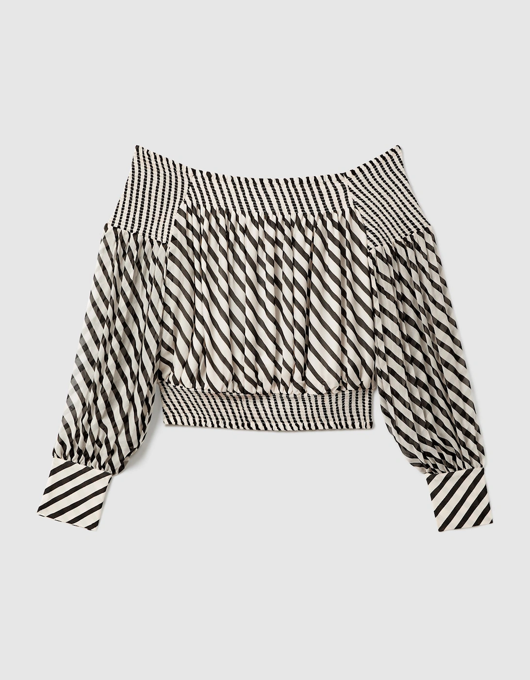 Striped Bardot Cropped Top, 2 of 1