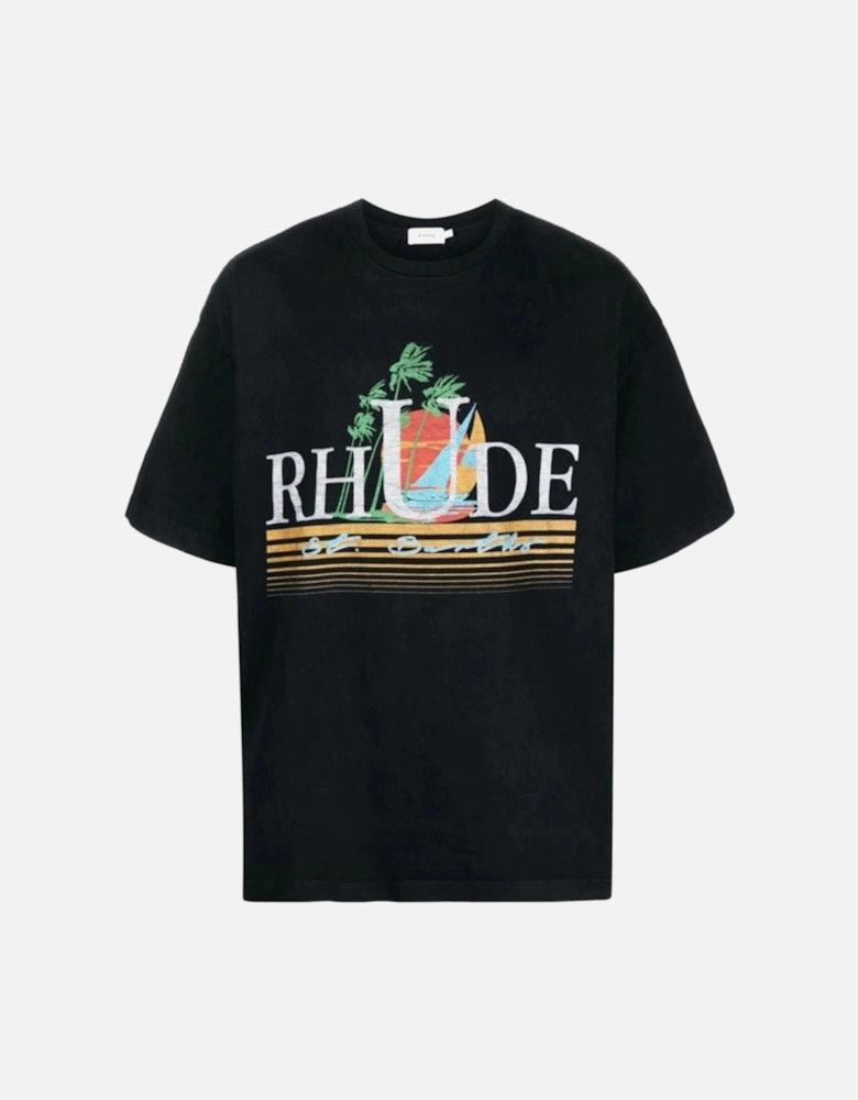 Black Tropics Printed T-Shirt in Vintage Black