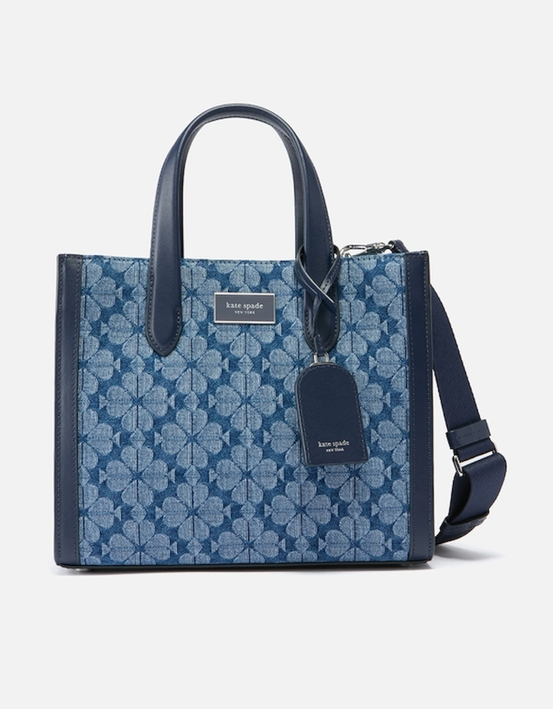 New York Spade Flower Manhattan Small Denim-Jacquard Tote Bag