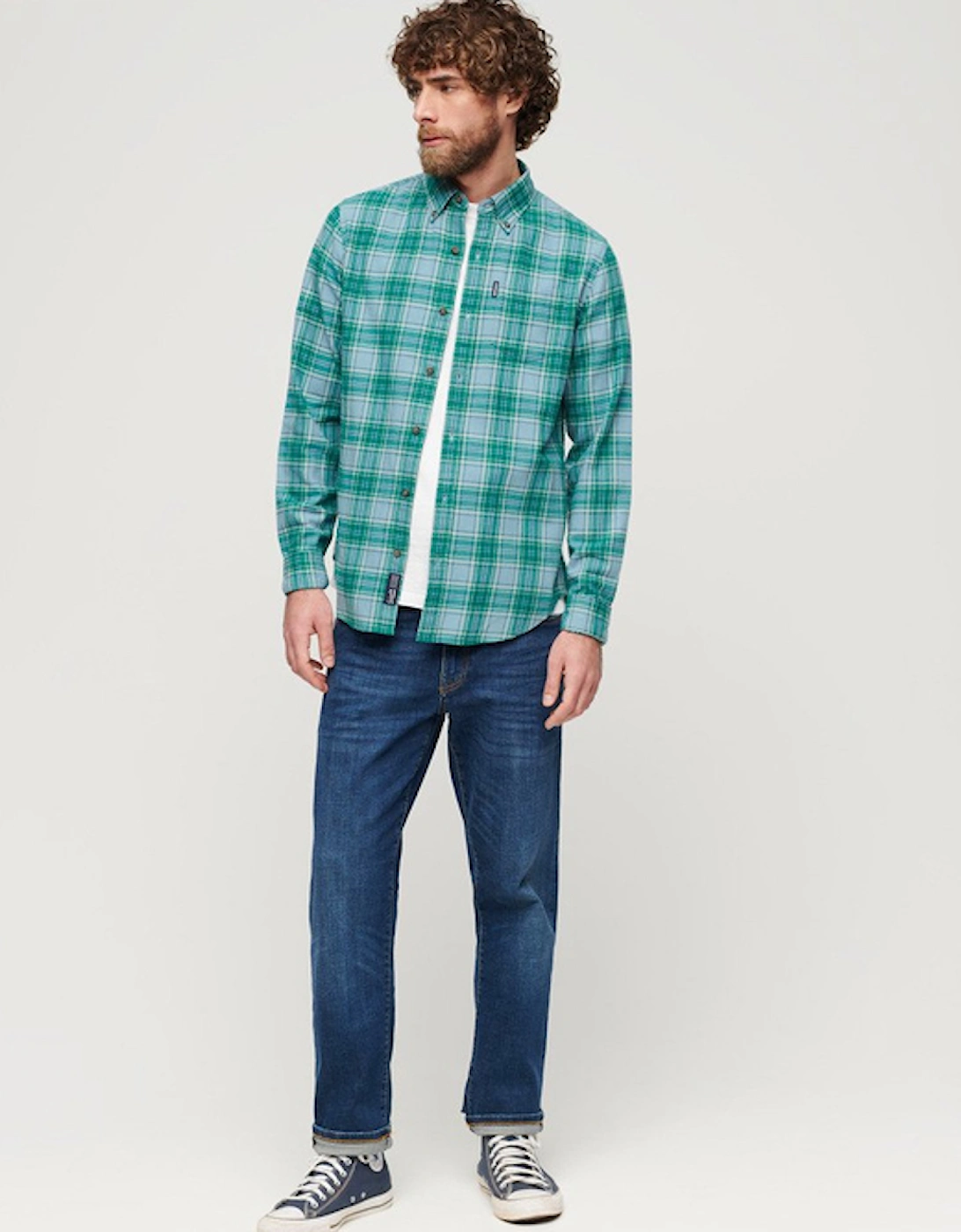 Men's Vintage Check Shirt Teal Check