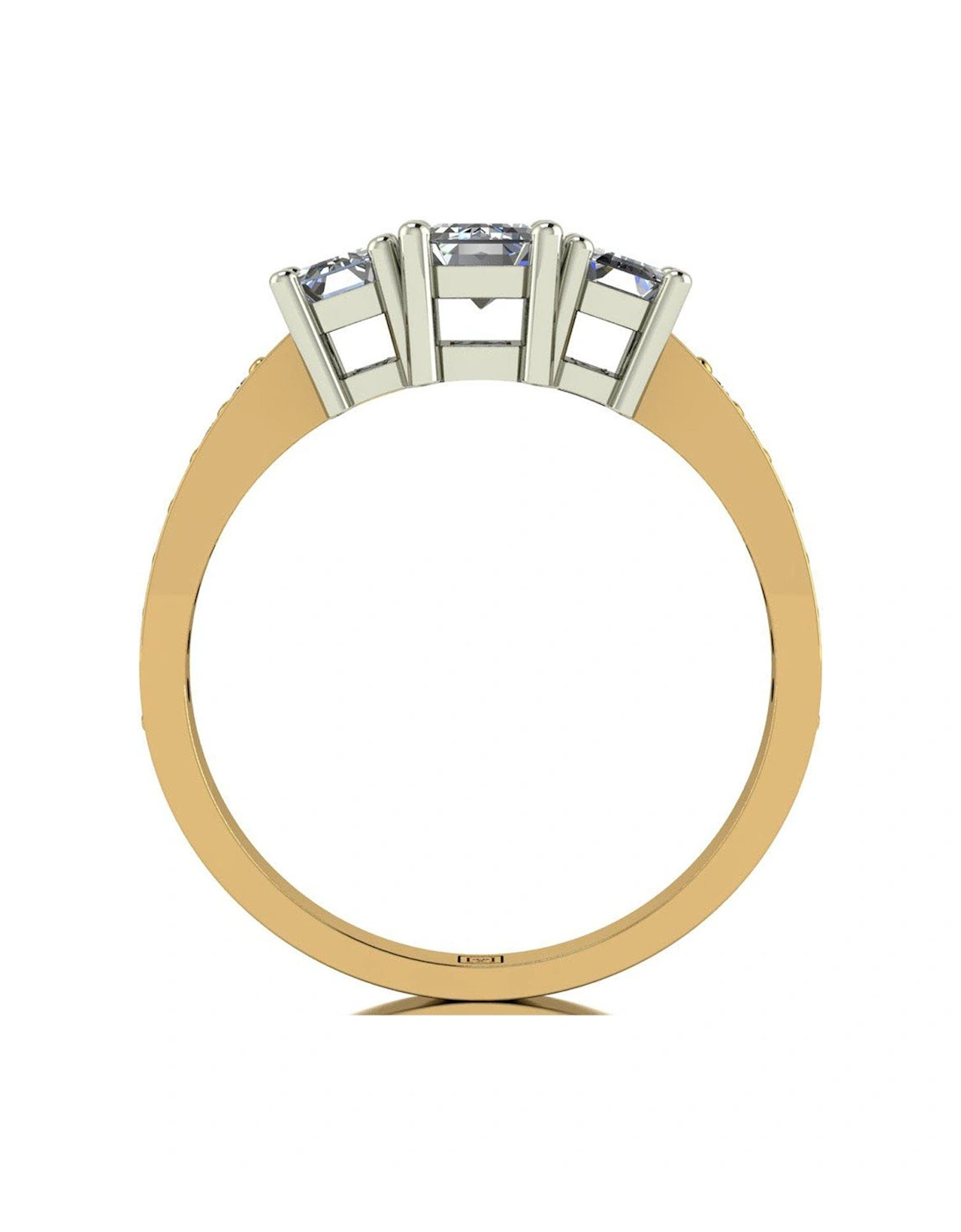 Lady Lynsey 9ct Gold 1.20ct Shoulder Set Emerald Cut Trilogy Ring