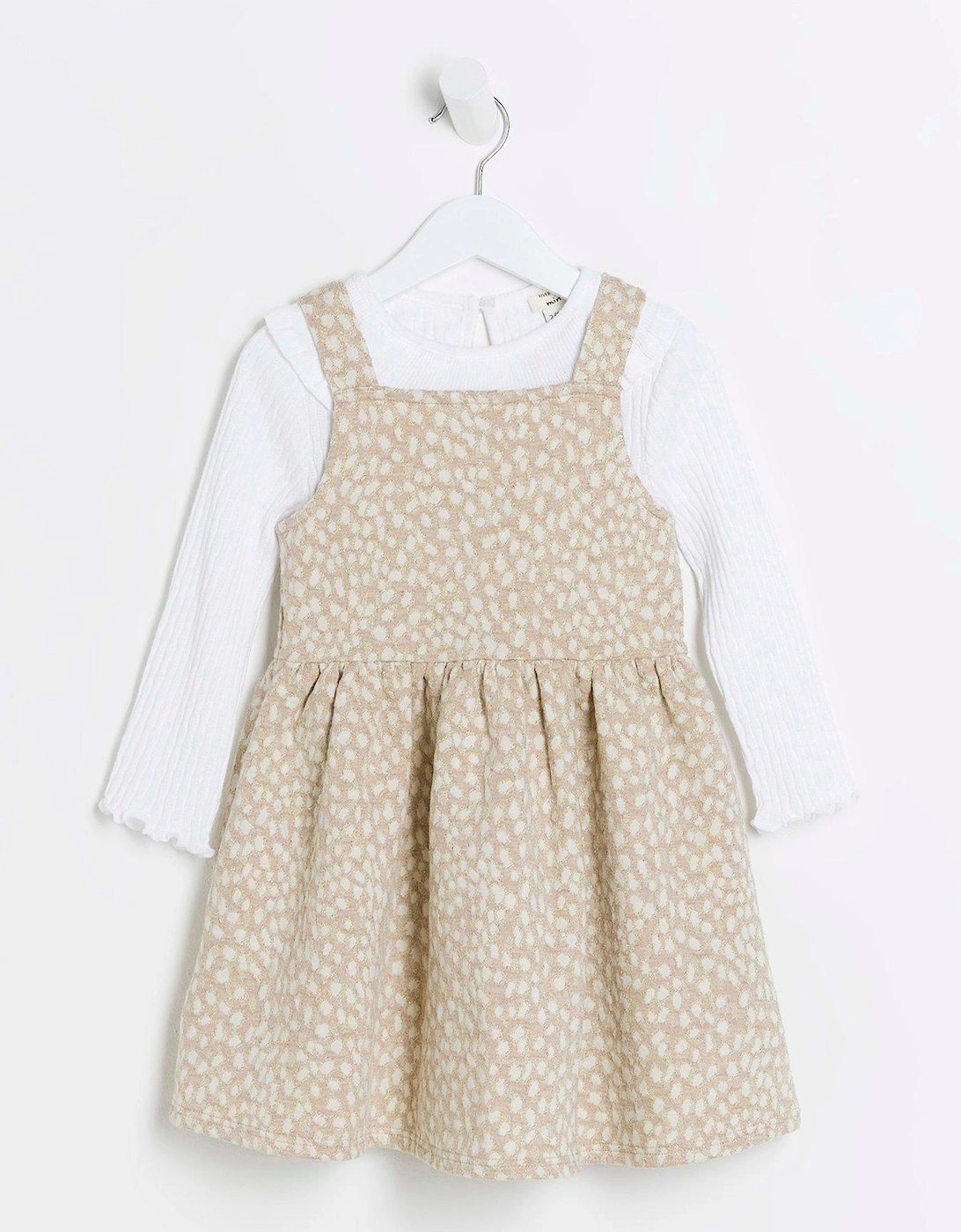 Mini Mini Girl Animal Print Pinafore Dress - Beige