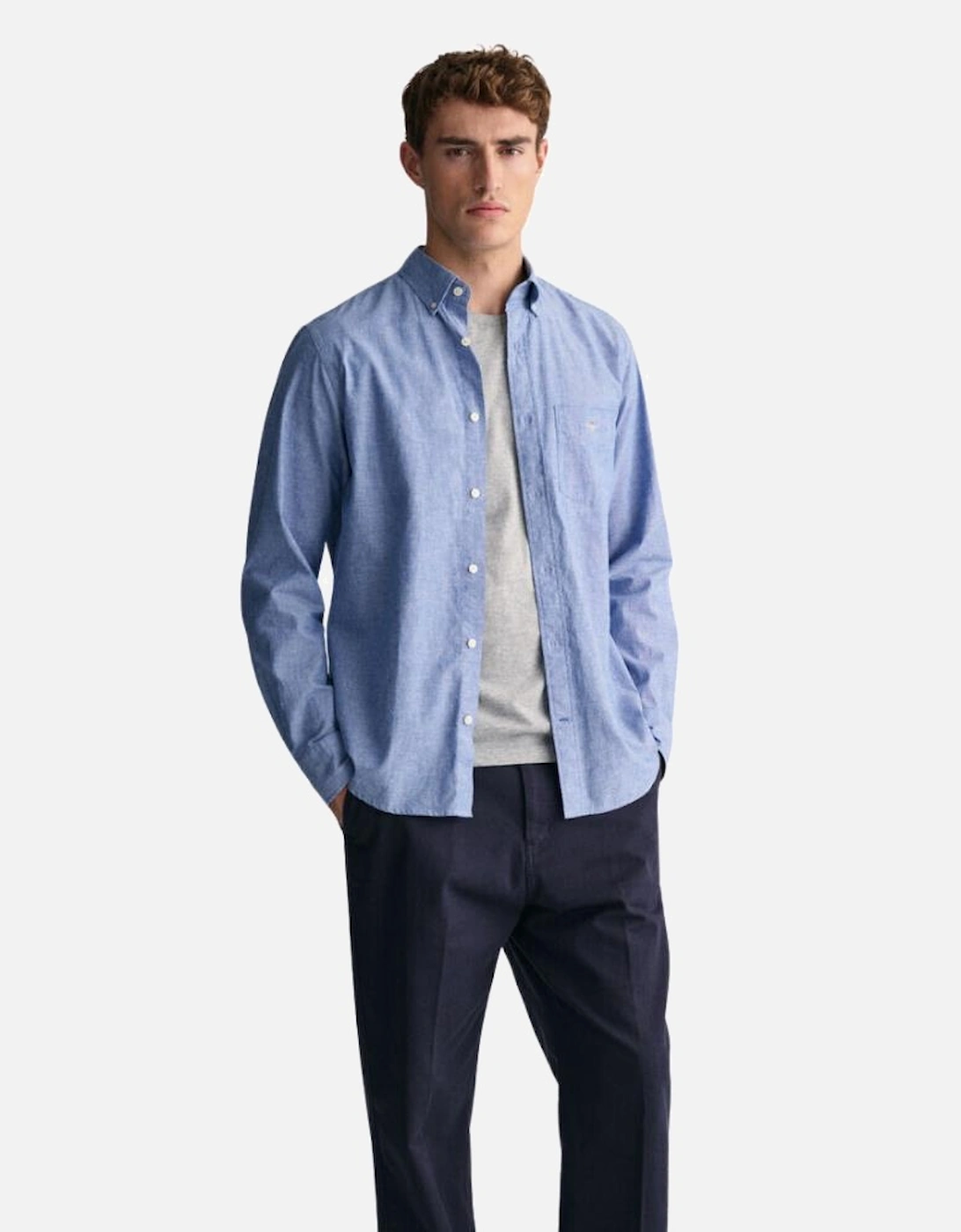 Reg Cotton Linen Shirt - Rich Blue