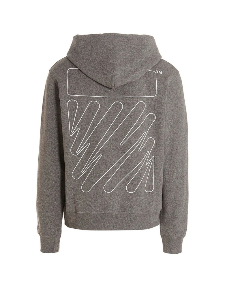 Wave Outline Diag Design Grey Slim Hoodie