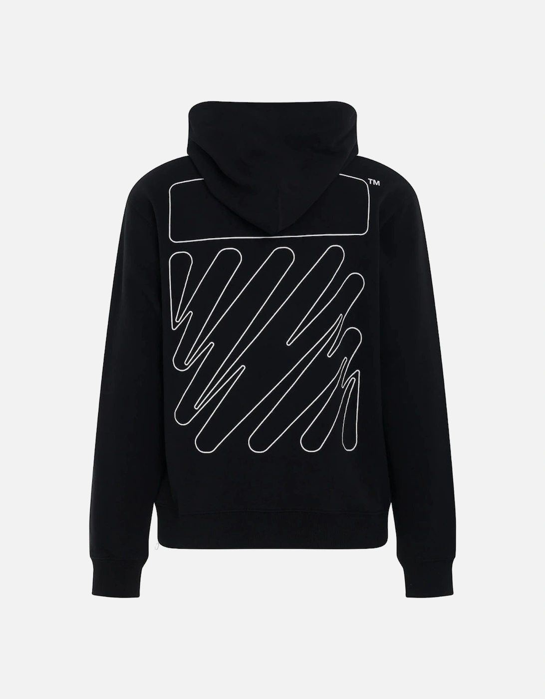 Wave Outline Diag Design Black Slim Hoodie