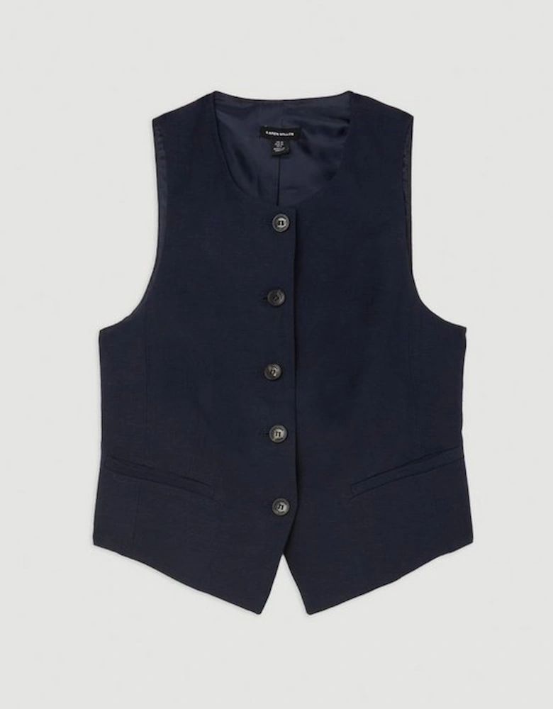 Premium Linen Viscose Tailored Button Through Waistcoat