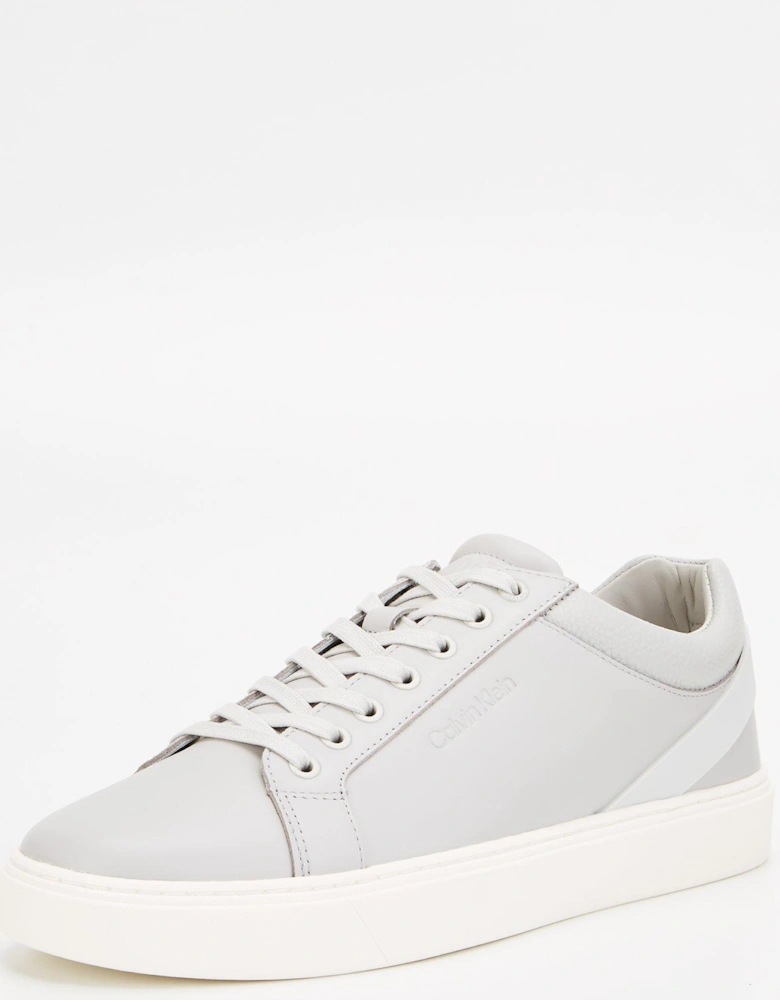 Low Top Lace Up Archive Stripe Trainer - Light Grey