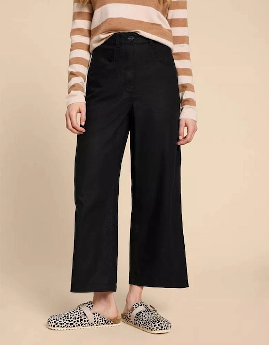 Petite Women's Harper Linen Blend Trouser Pure Black, 8 of 7