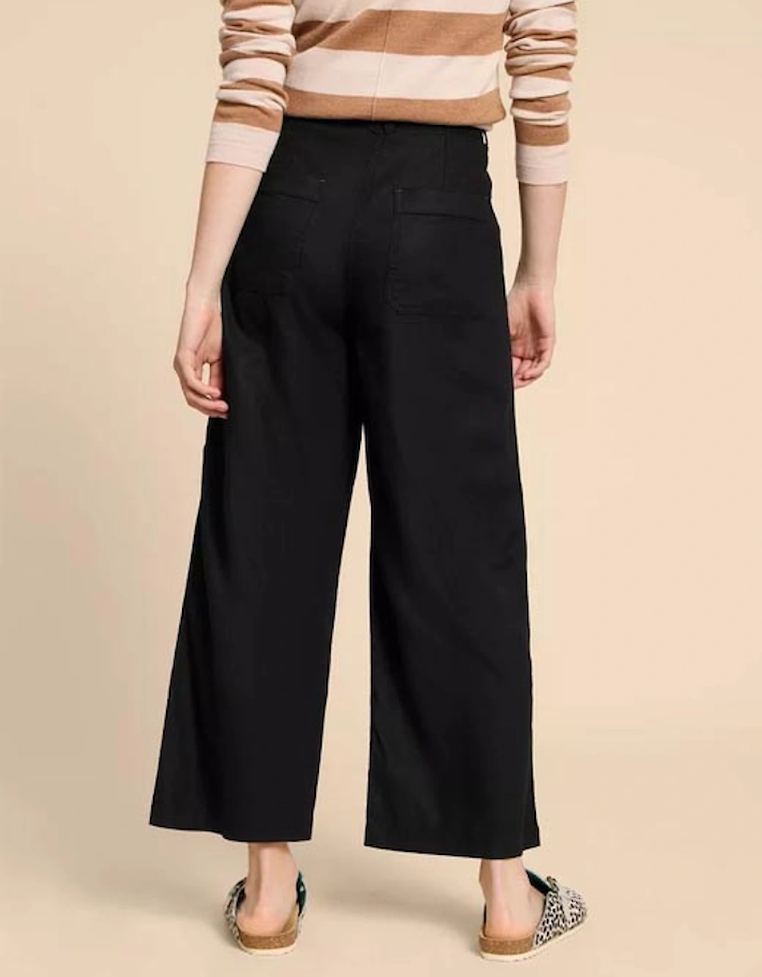 Petite Women's Harper Linen Blend Trouser Pure Black