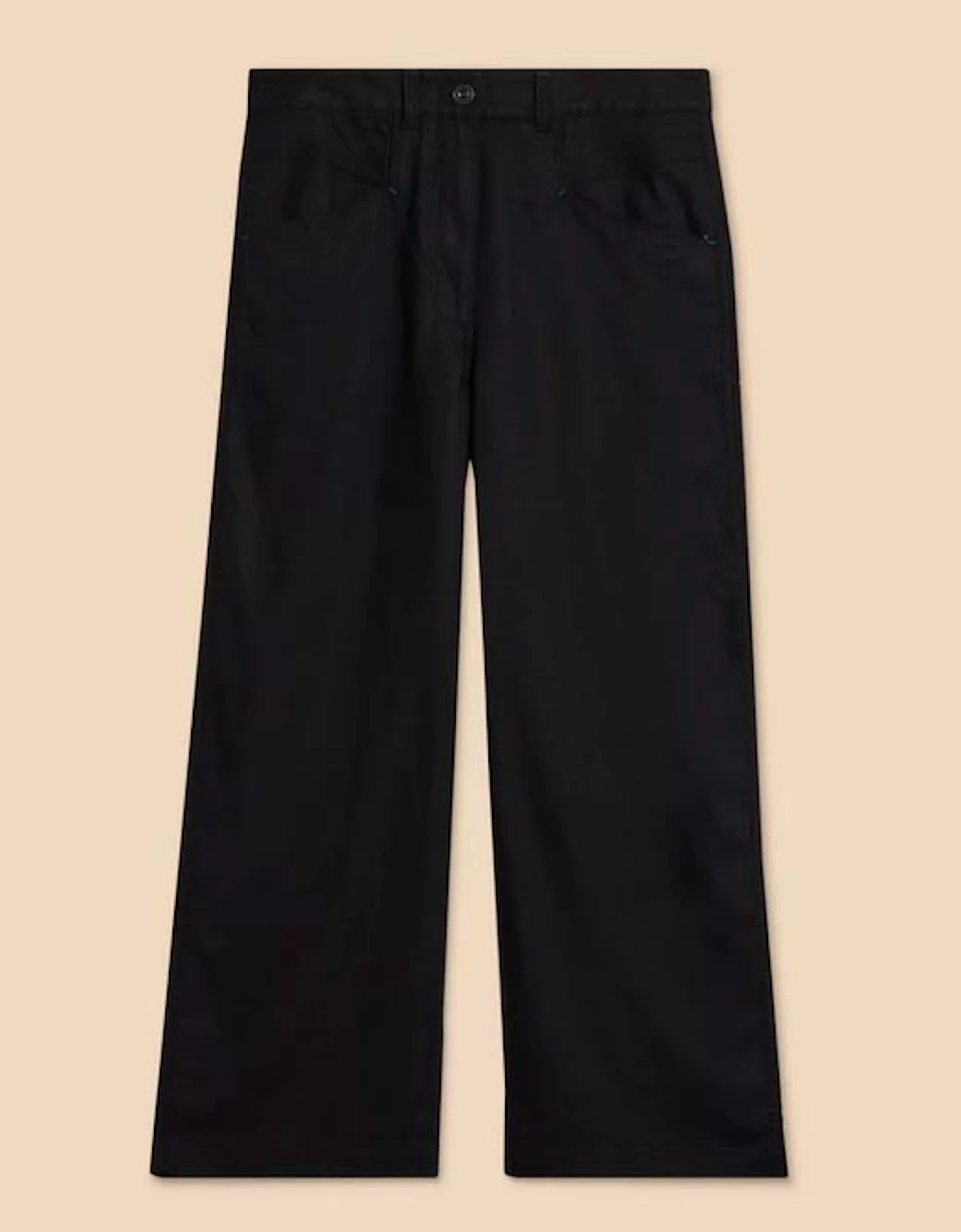 Petite Women's Harper Linen Blend Trouser Pure Black