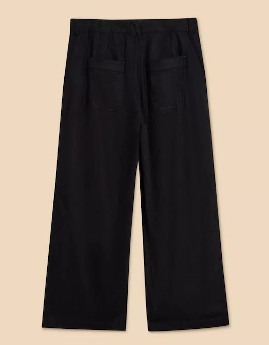 Petite Women's Harper Linen Blend Trouser Pure Black