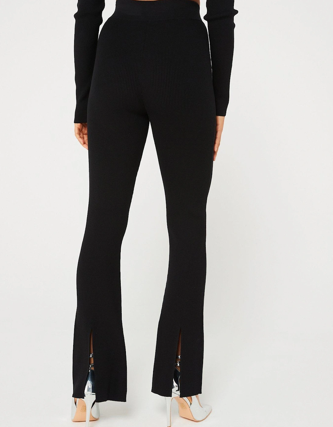Iconic Rib Knitted Flared Trouser - Black