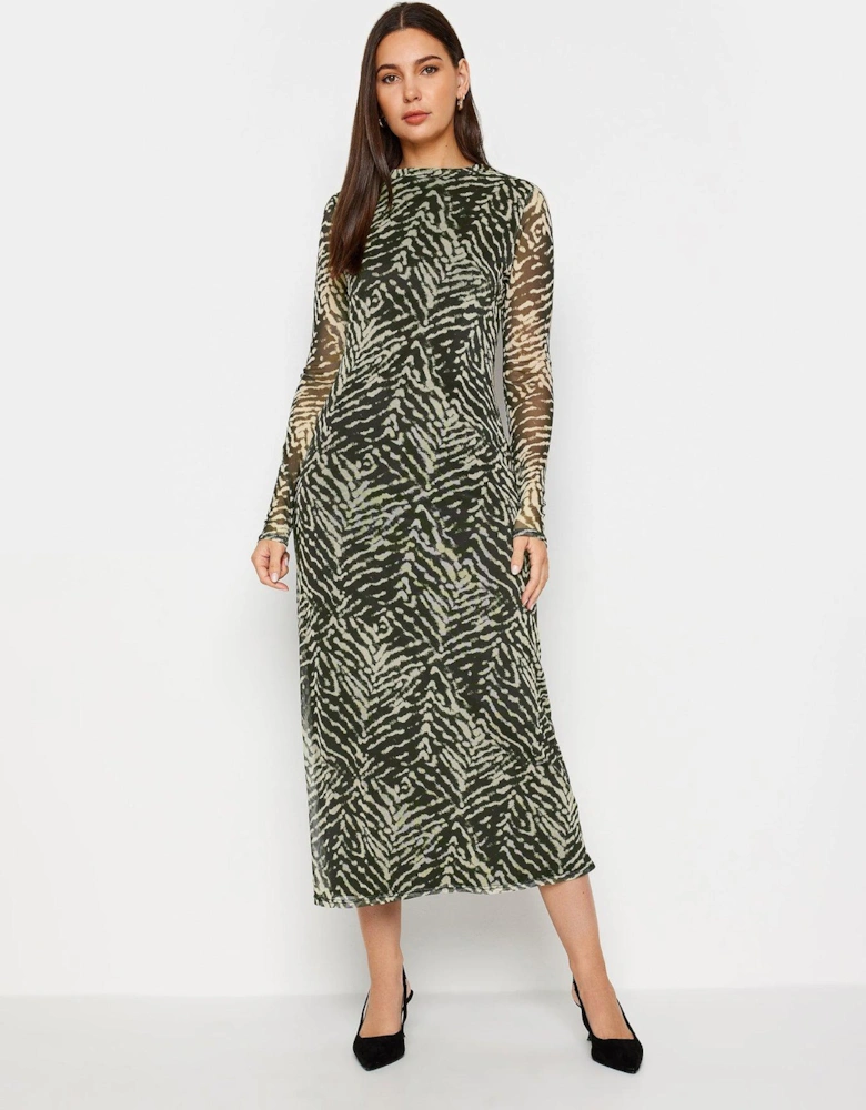 Tall Mesh Abstract Long Sleeve Dress