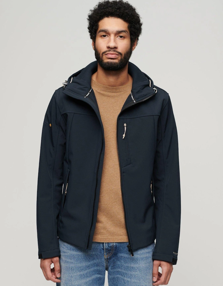 Hooded Soft Shell Trekker Jacket - Navy