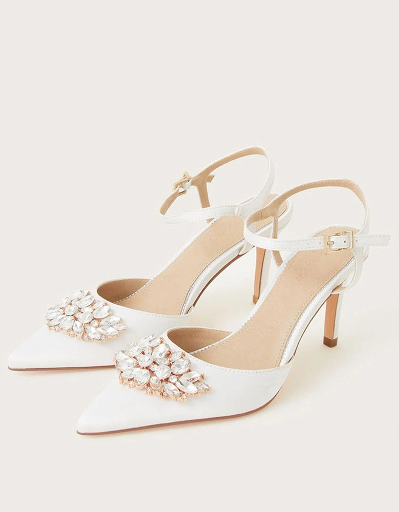 Two Part Diamante Trim Shoe - White