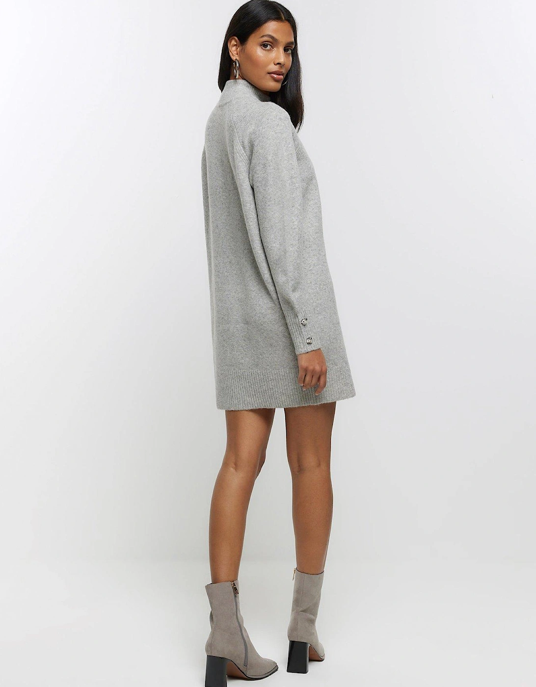 Cosy Jumper Dress - Grey Marl