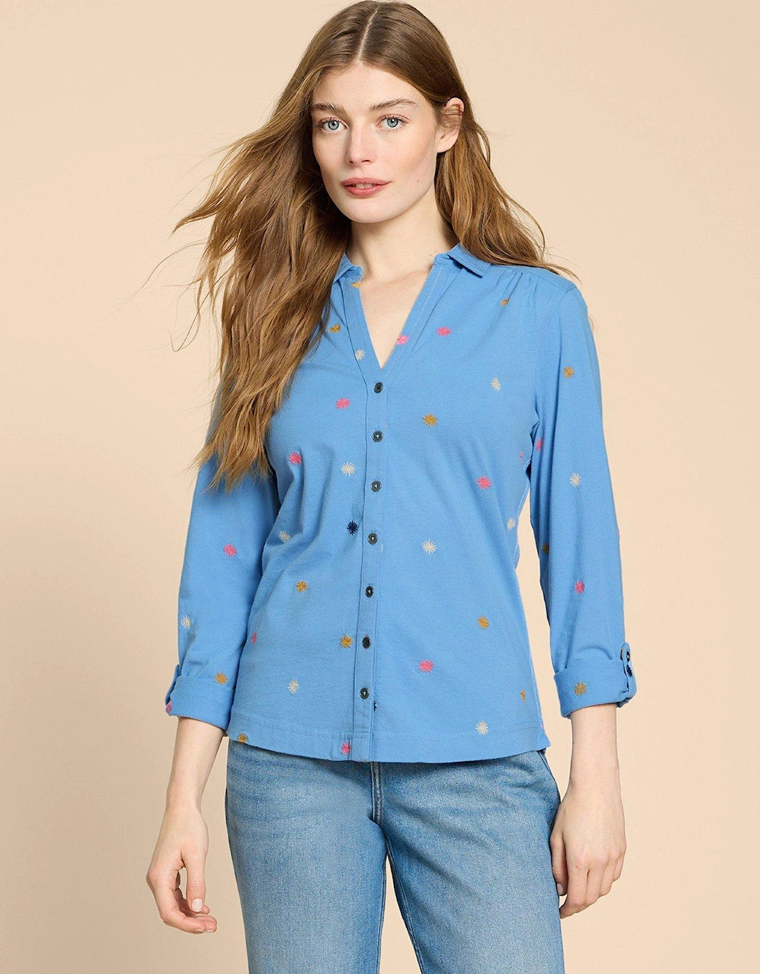 Annie Embroidered Shirt - Blue, 7 of 6