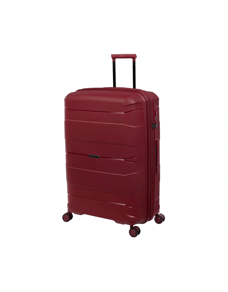 Momentous German Red Large Expandable Hardshell 8 Wheel Spinner Suitcase