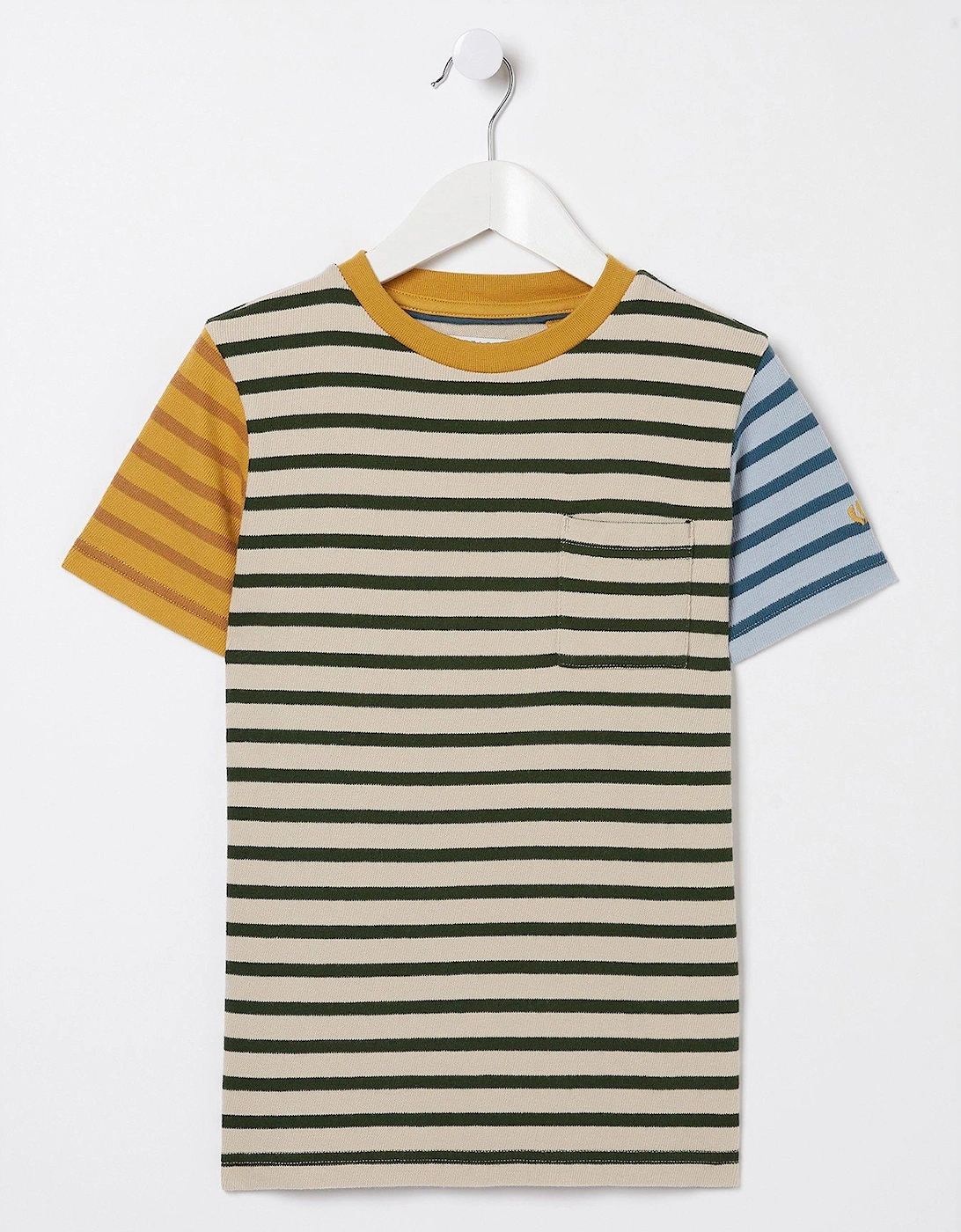 Boys Textured Stripe Short Sleeve T Shirt - Oatmeal, 5 of 4