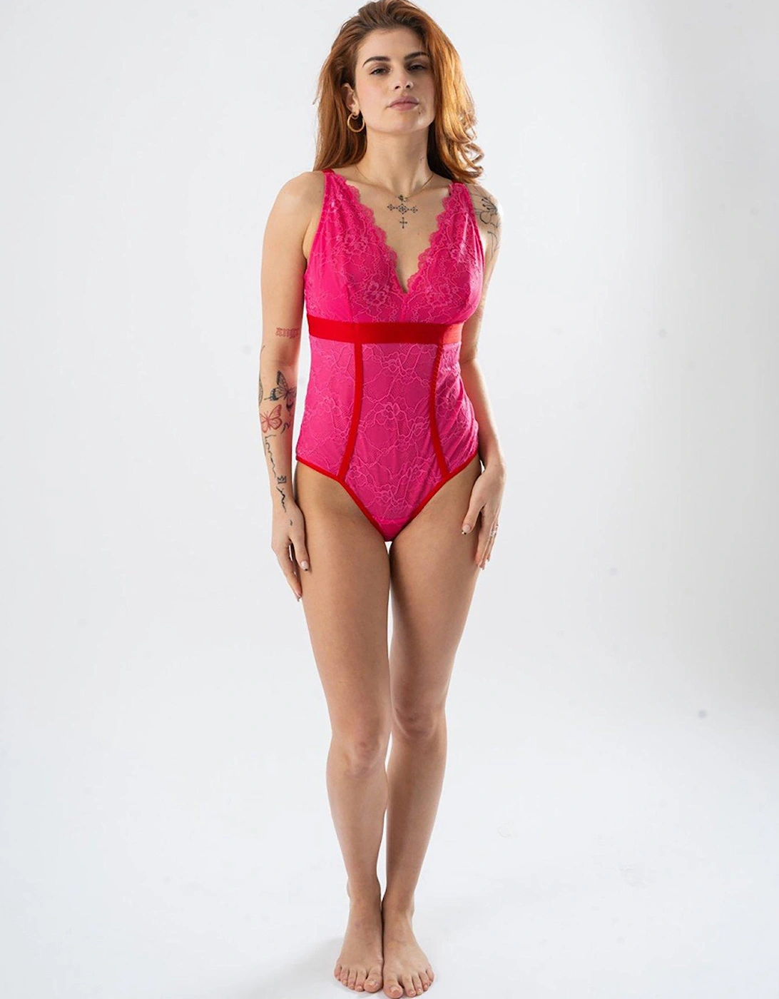 Lace Fuller Cup Bodysuit - Galentines Pink, 5 of 4