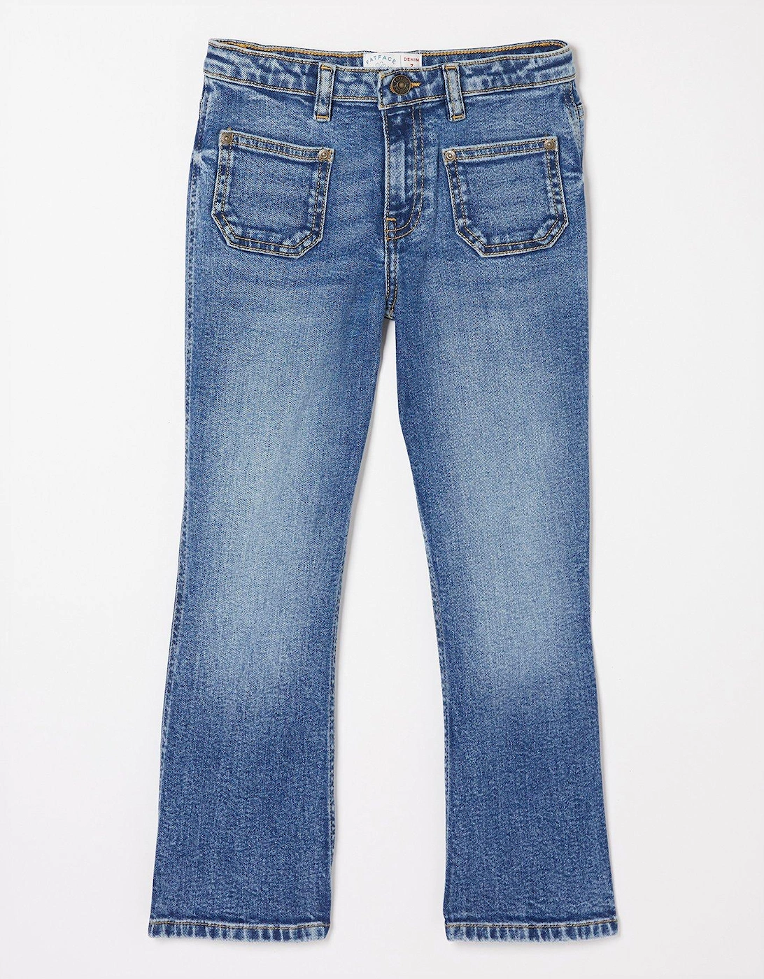 Girls Flared Denim Jeans - Denim Blue, 2 of 1