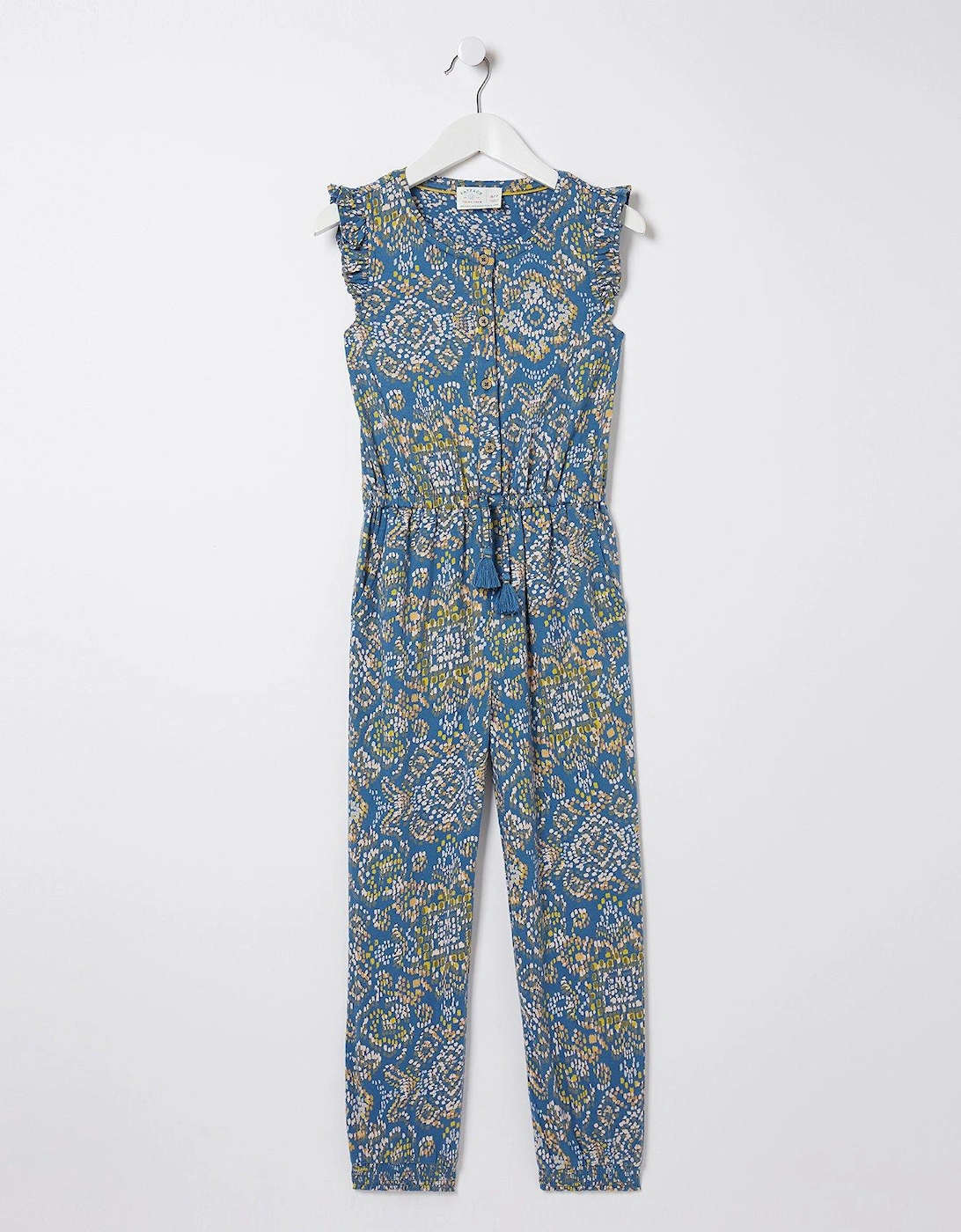Girls Aztec Printed Jersey Jumpsuit - Washed Blue, 5 of 4