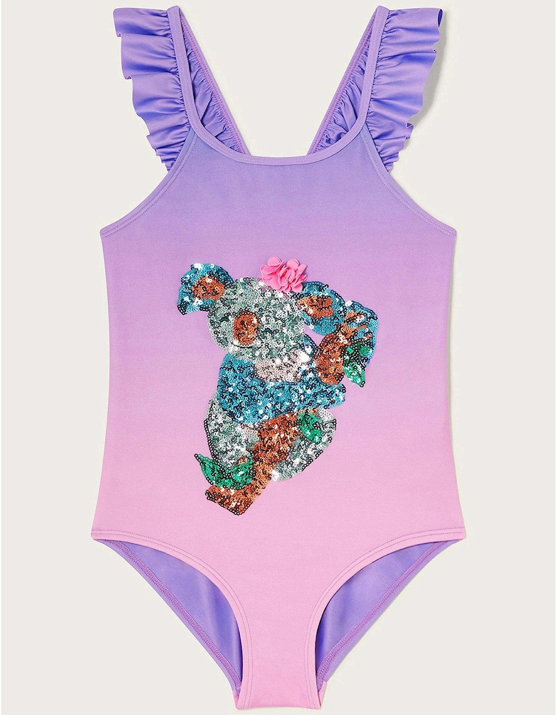 Girls Sequin Koala Swimsuit - Lilac, 2 of 1