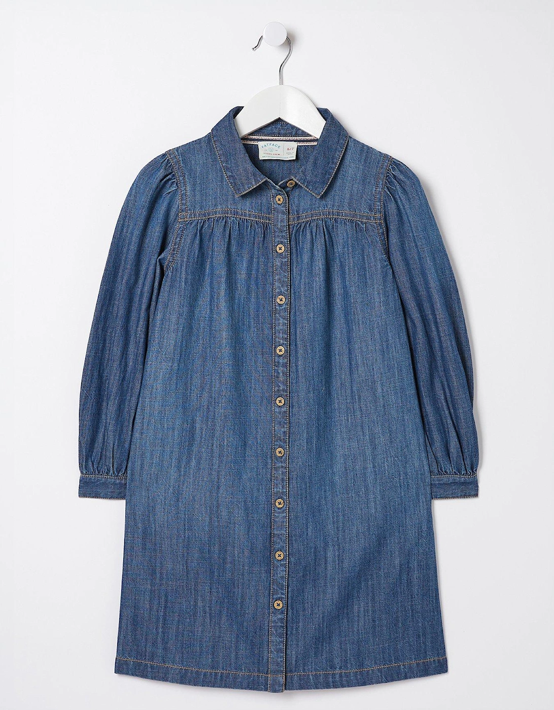 Girls Denim Shirt Dress - Denim Blue, 4 of 3