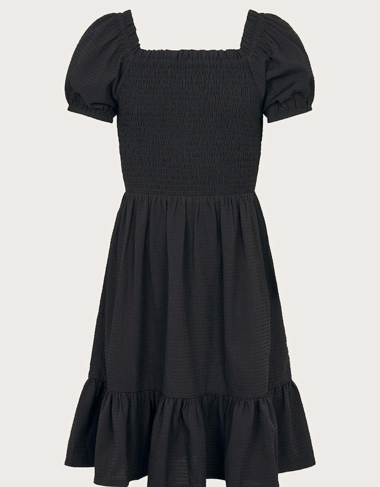 Girls Storm Seersucker Dress - Black