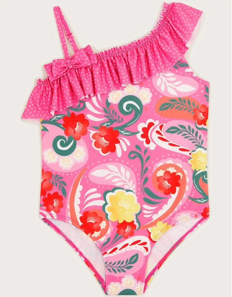 Girls Floral Swirl Swimsuit - Pink