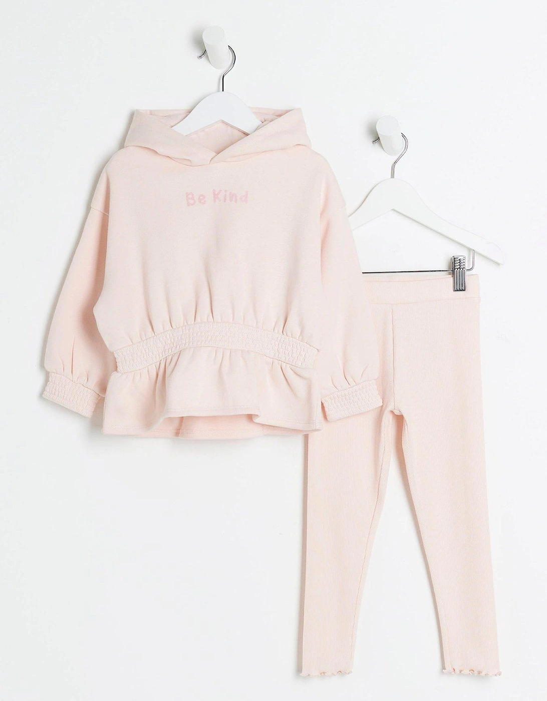 Mini Mini Girls Peplum Hoodie Set - Pink, 3 of 2