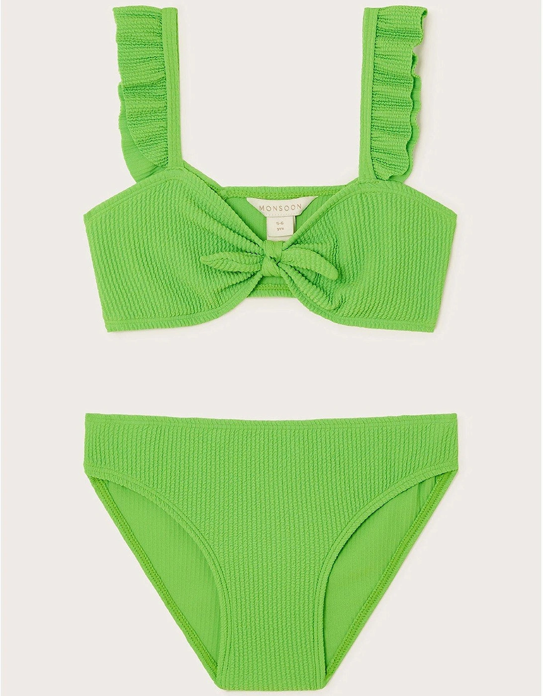 Girls Tie Bow Texture Bikini - Green, 2 of 1
