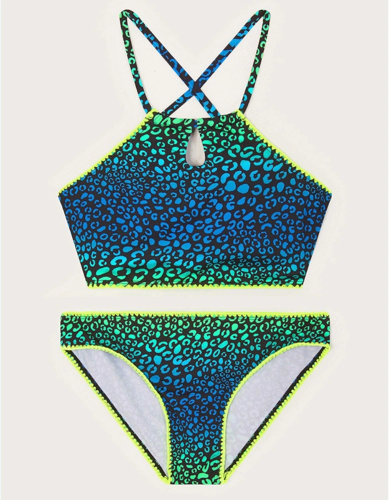 Girls Storm Leopard Bikini - Green