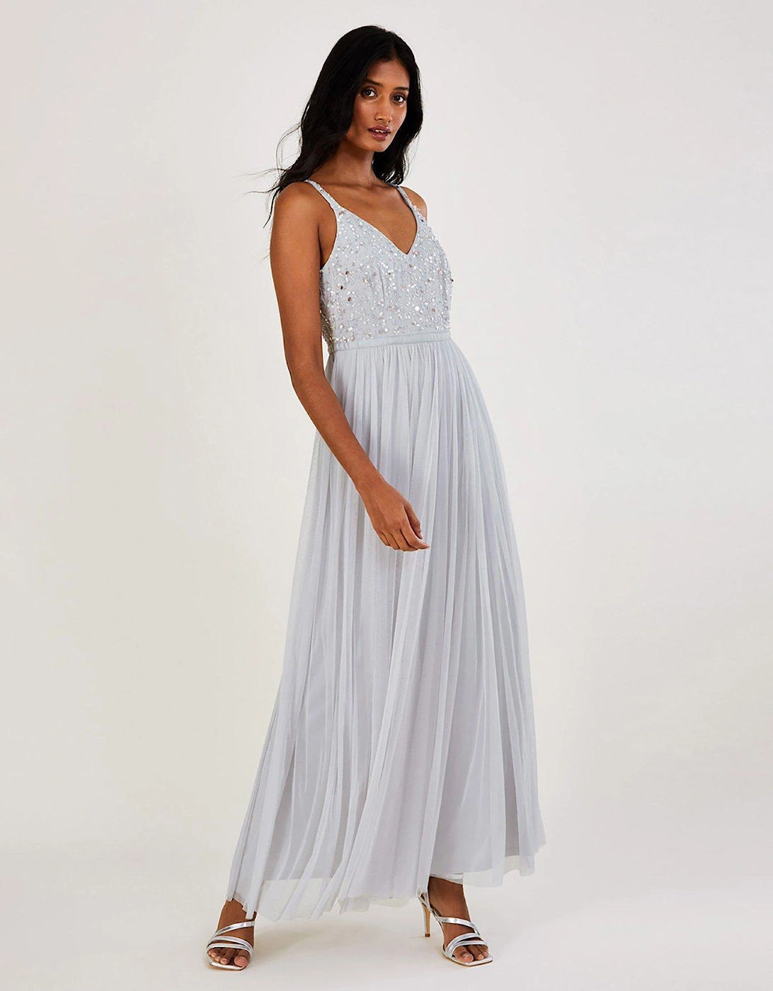 Autumn Embroidered Maxi Bridesmaid Dress - Silver, 2 of 1