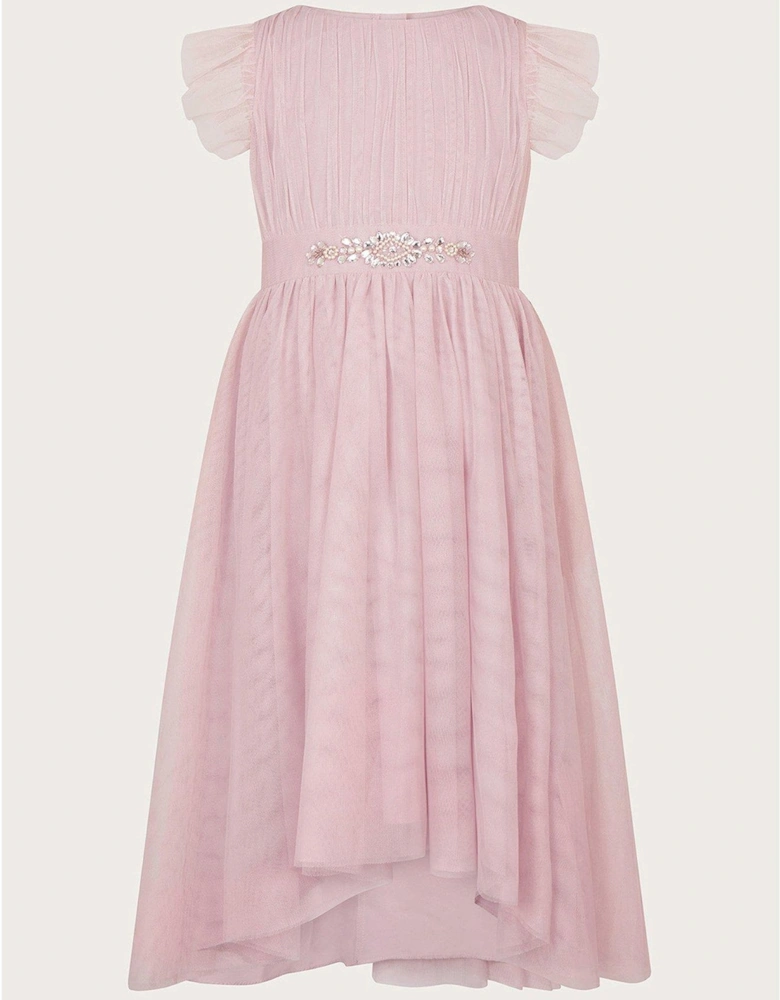 Girls Penelope Belt Dress - Pale Pink