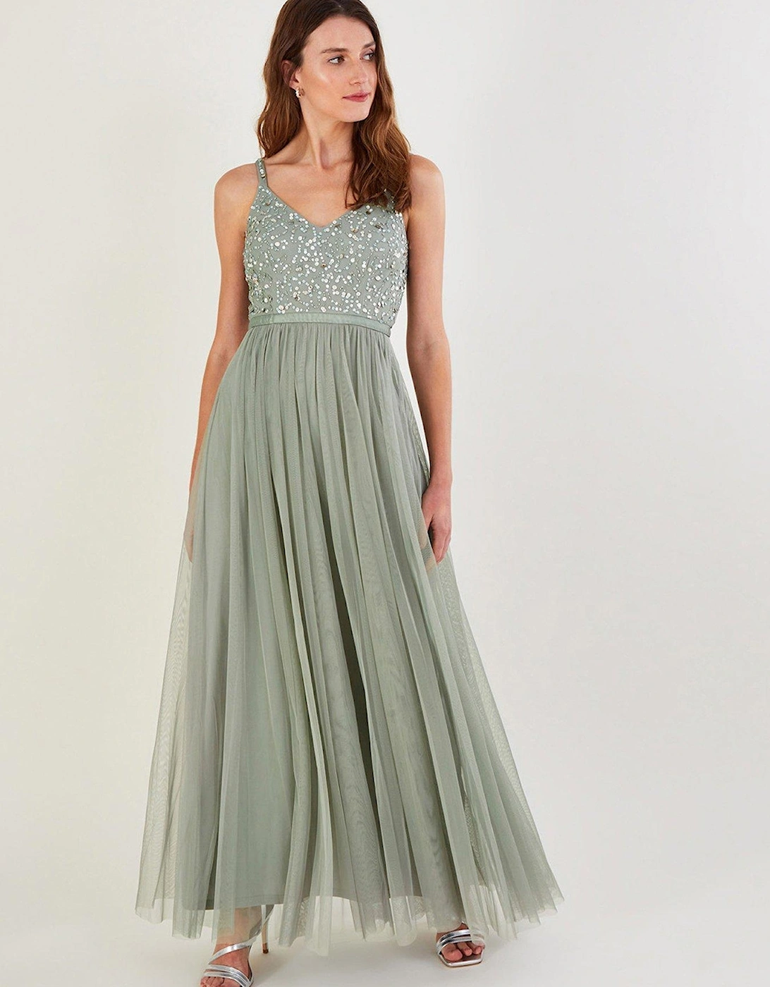 Autumn Embroidered Maxi Bridesmaid Dress - Green, 2 of 1