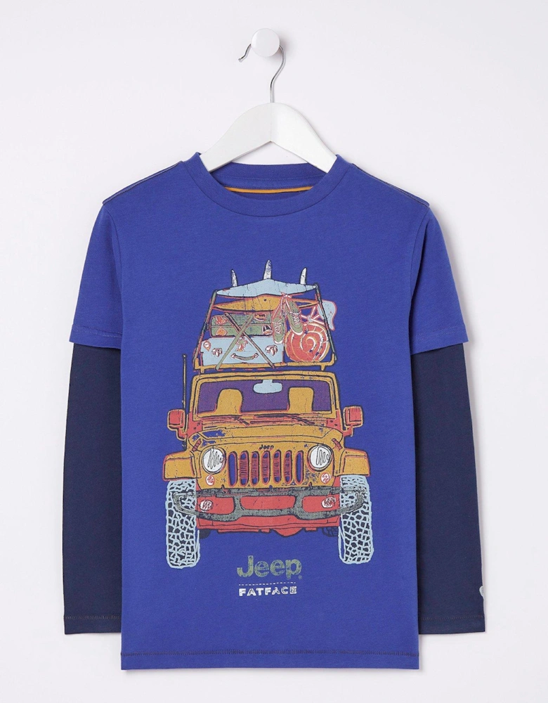 Boys Jeep Graphic Long Sleeve T Shirt - Cobalt Blue