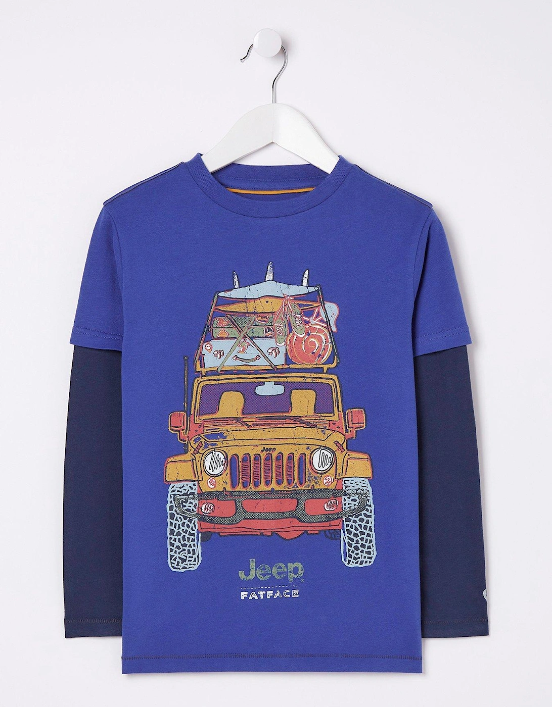 Boys Jeep Graphic Long Sleeve T Shirt - Cobalt Blue, 5 of 4