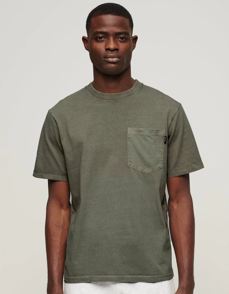 Contrast Stitch Pocket T-shirt - Green