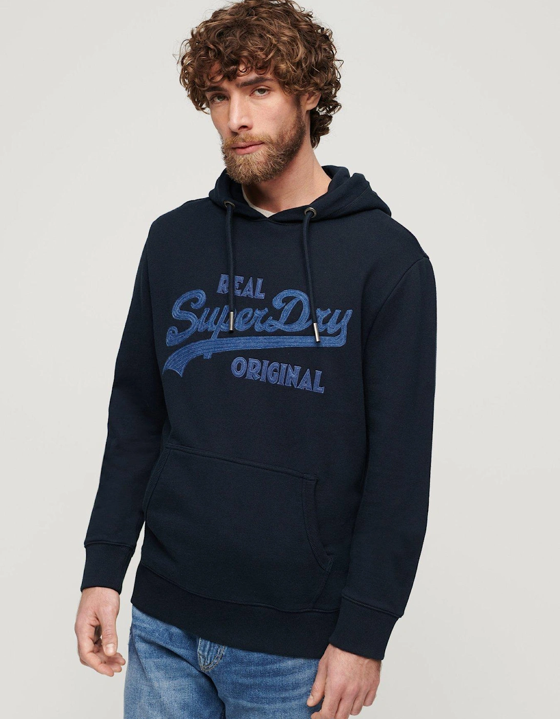 Embroidered Script Logo Hoodie - Navy, 2 of 1
