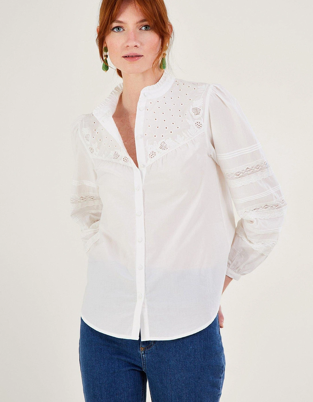 Bronwyn Broderie Pintuck Embroidered Blo - White, 2 of 1