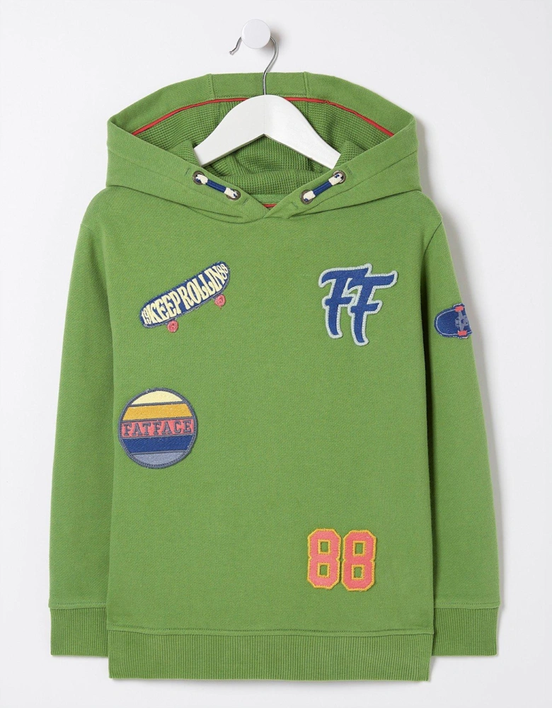 FatFace Boys Badges Hoodie - Green