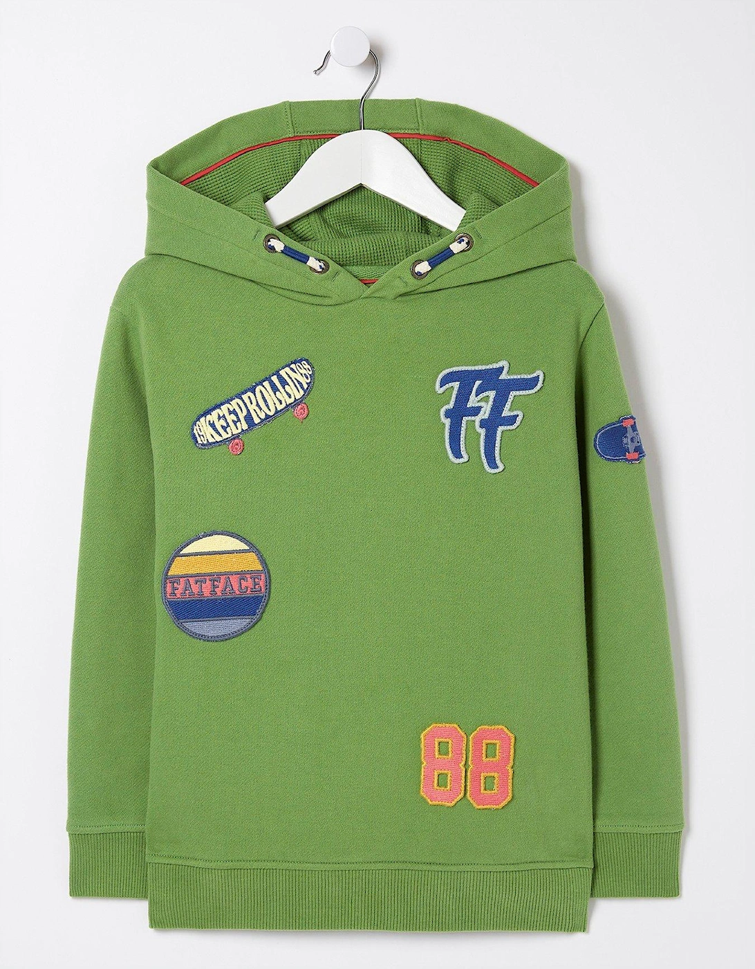 FatFace Boys Badges Hoodie - Green, 2 of 1