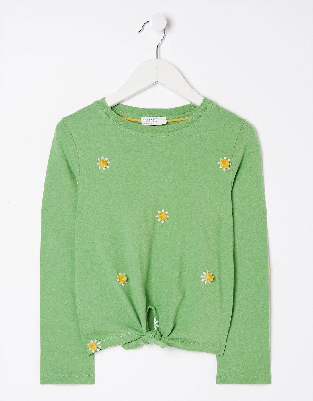 Girls Long Sleeve Flower Knot Tshirt - Green, 2 of 1