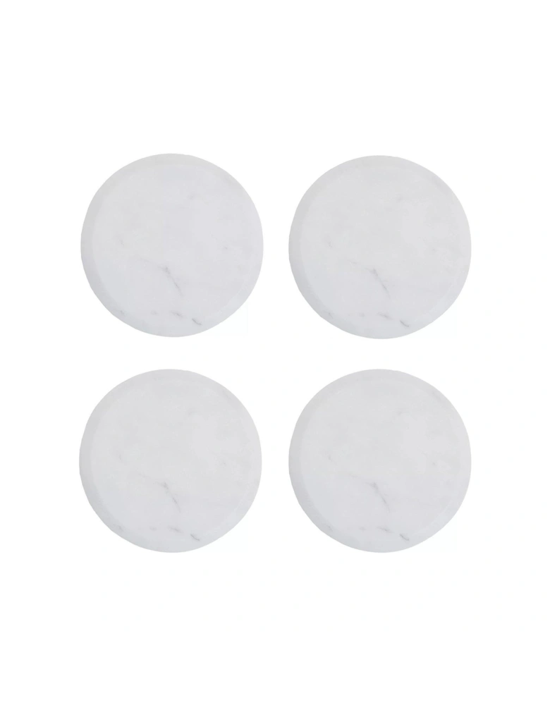 Set of 4 Round White Marble Coasters