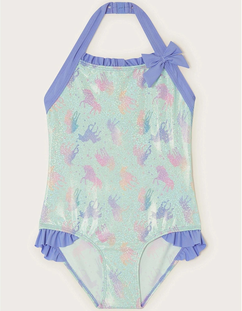 Girls Unicorn Shimmer Swimsuit - Aqua