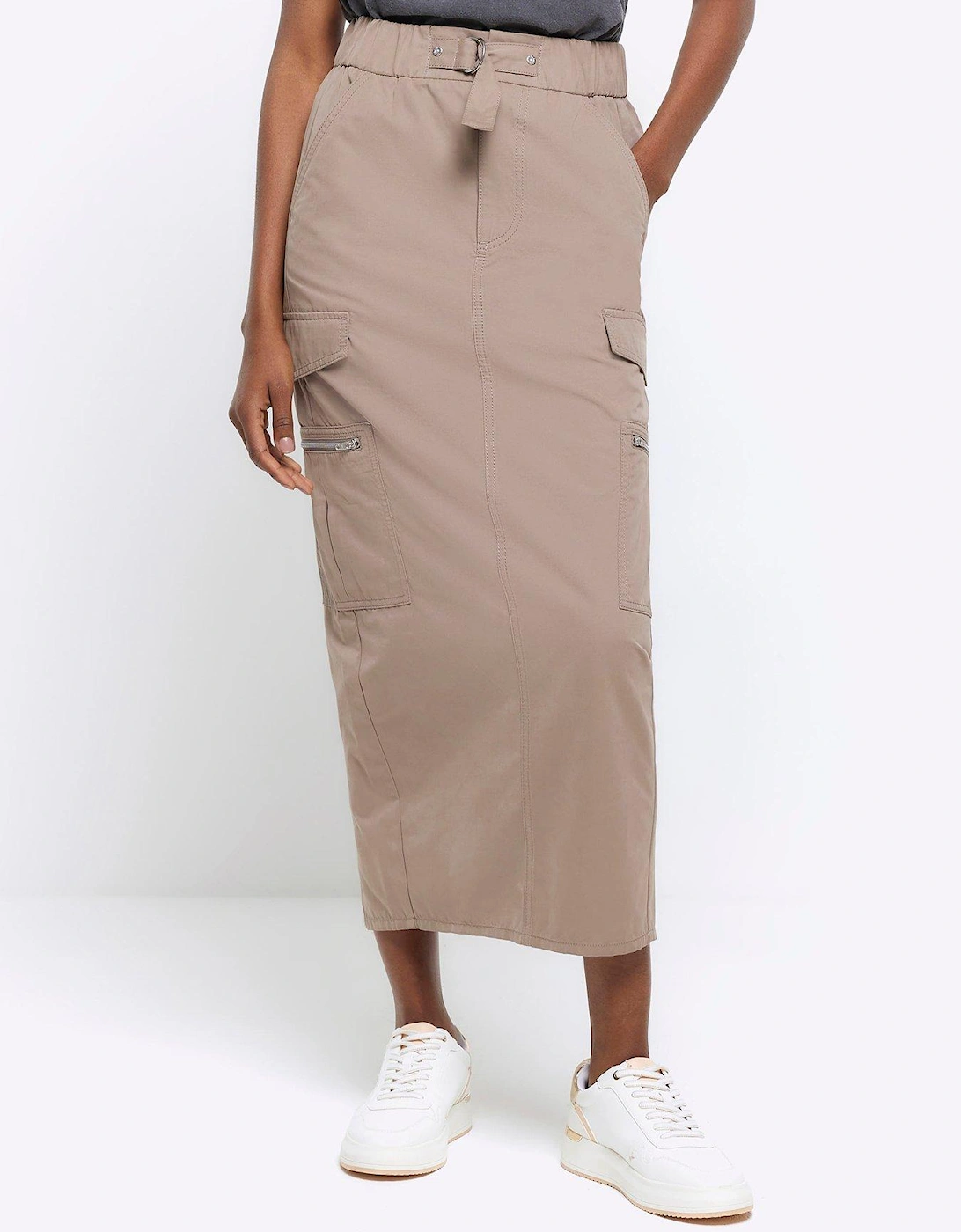 Pocket Detail Pencil Skirt - Dark Beige, 2 of 1